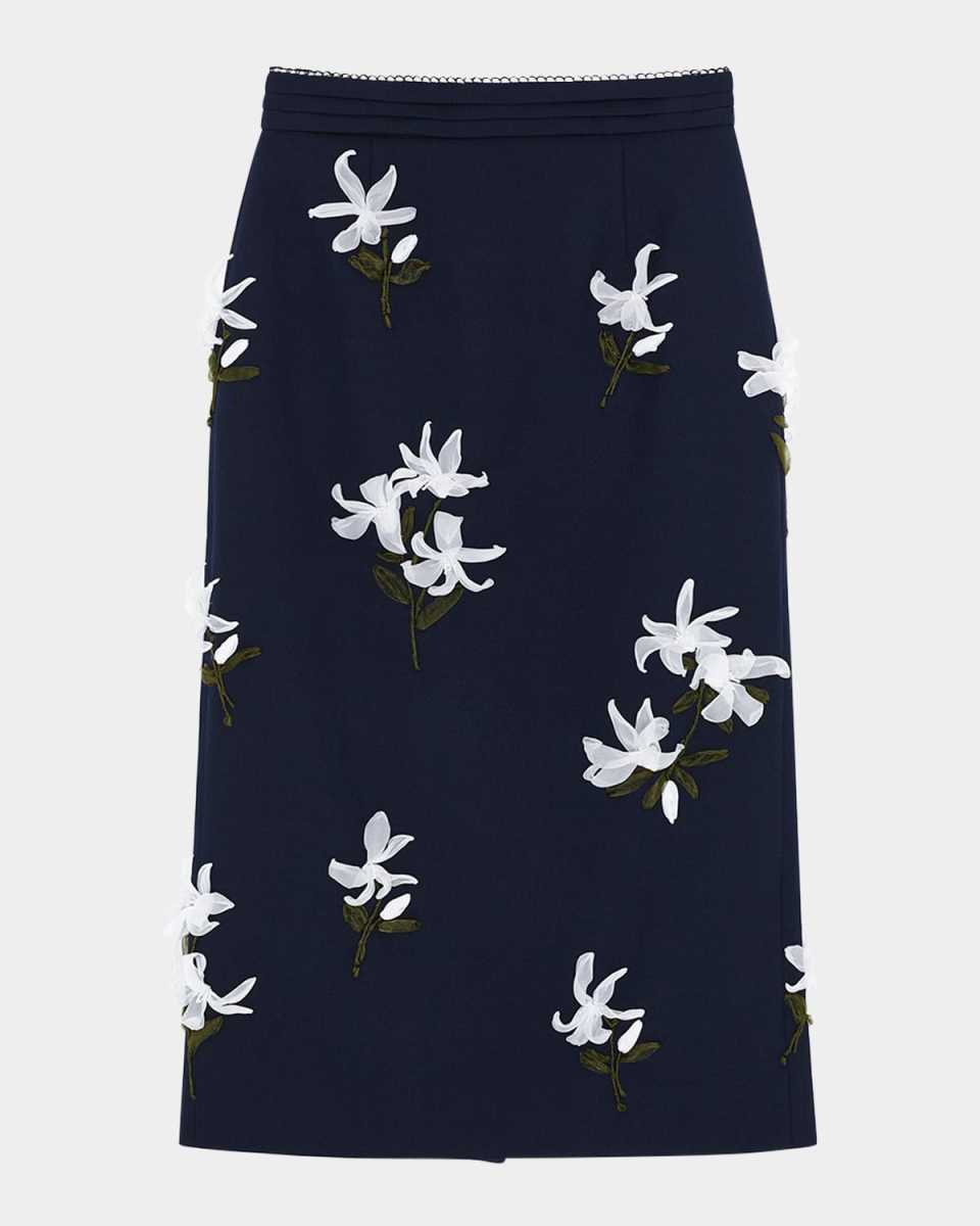 Embroidered Midi Skirt